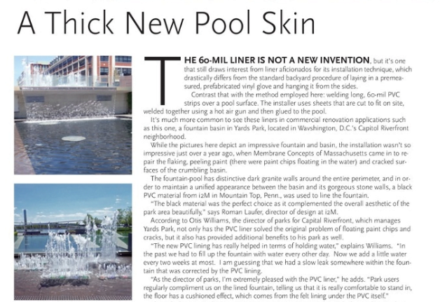 Washintong D.C. Fountain Project Featured in Aqua Magazine